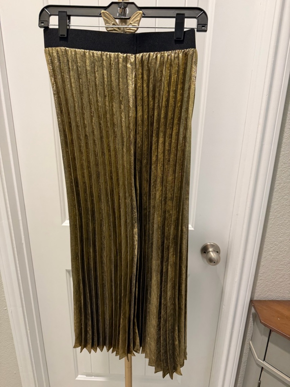 Lane Bryant Gold Pleated Velvet Panel